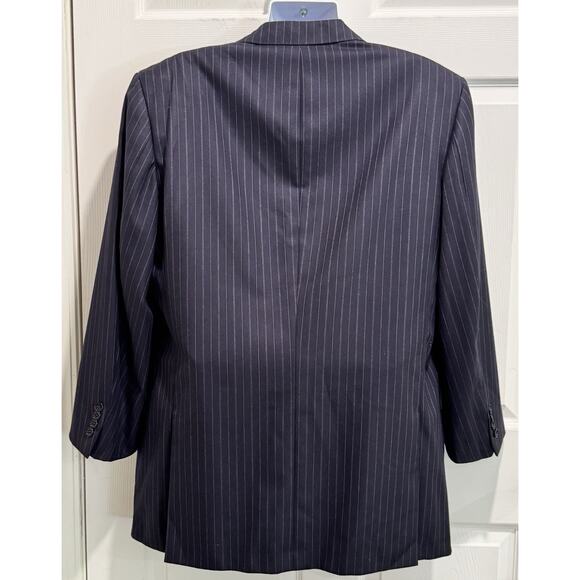 Ralph Lauren Purple Label Men's Navy Blue Pin Broken Chalk Stripe Wool Suit 46L - Picture 9 of 16